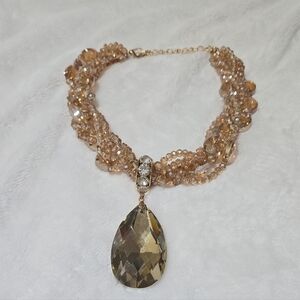 Gold and Crystal Multistrand Statement Necklace